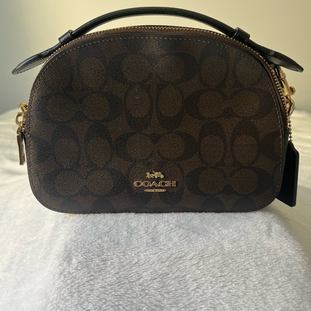 COACH Serena Satchel Signature Canvas crossbody BROWN BLACK